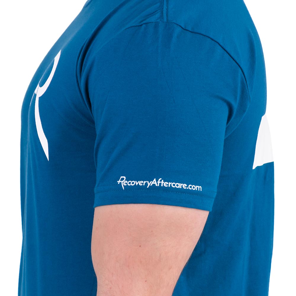 Recovery Logo Blue T-Shirt - Sleeve Detail