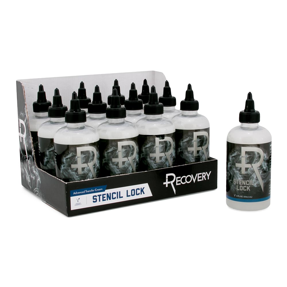 Stencil Lock 8oz Bottle Case of 12 Display (Open)